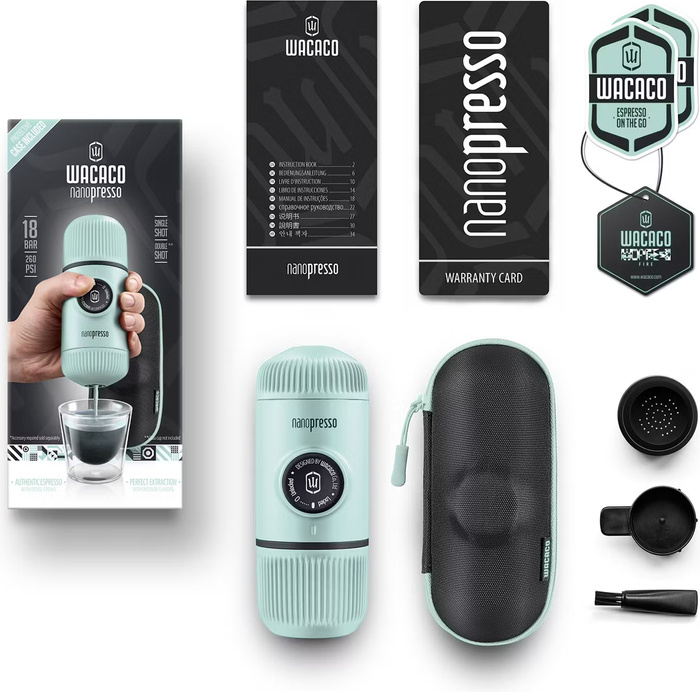 Cestovní kávovar s pouzdrem Wacaco Nanopresso – Arctic Blue, fotografie 2